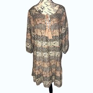 Natural Life Tiered‎ Cotton Boho Hippie Dress Large Lightweight Sustainable NWOT